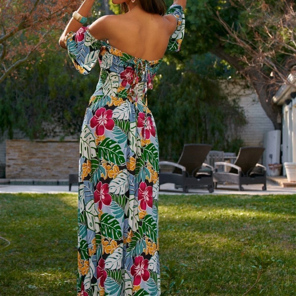 Floral Print Off-The-Shoulder Maxi Dress - Picture 3 of 4